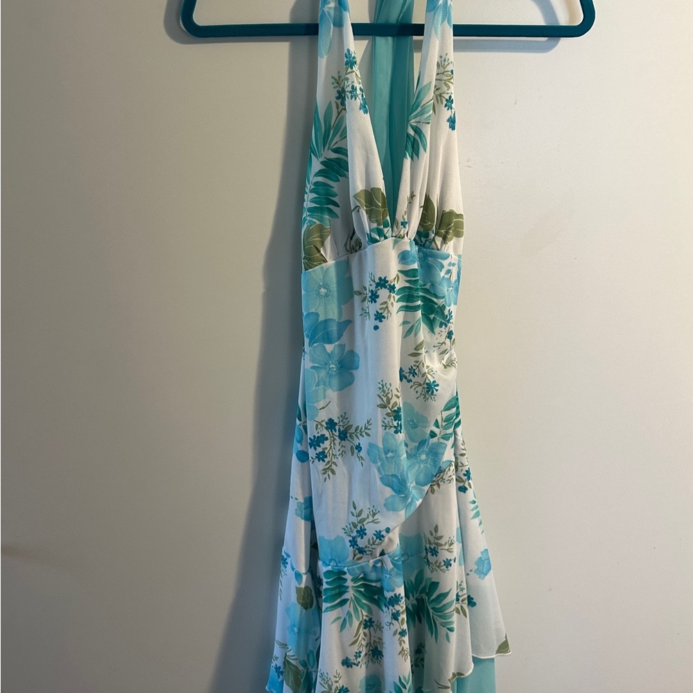 Trixxi Floral Halter Dress - Blue and Green